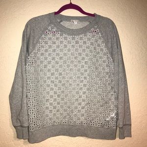 {GAP} grey eyelet front sweater raglan style